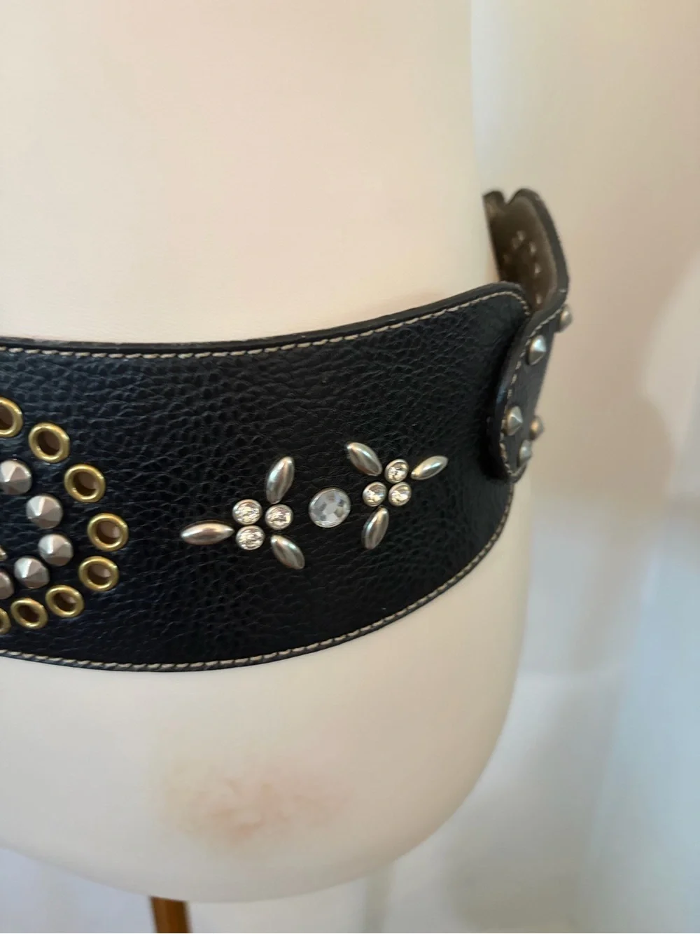 KathyVanZeeland Crystal Stud Beaded Biker Bohemian Festival